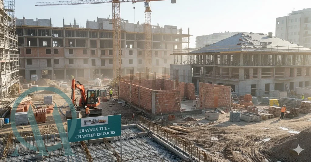 Chantier de construction d'une villa par OM Atelier